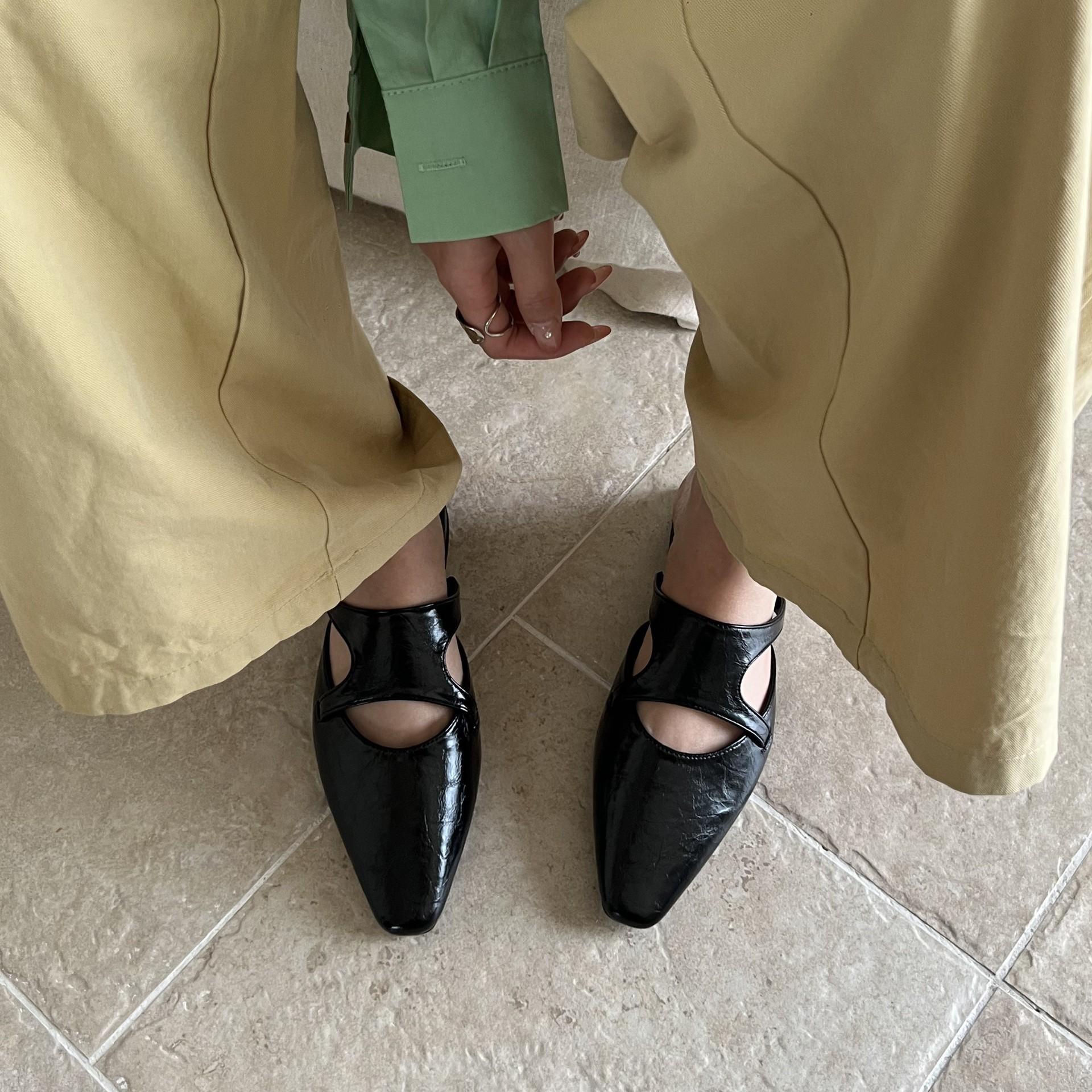 

French Bag Head Half Slippers Women S Shoes Wear Spring And Summer Temperament Pointed Single Shoes 35