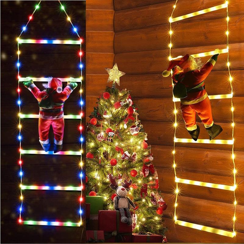 Santa Claus Climbing Ladder Outdoor Christmas Decoration Home Garden Cristmas Tree Ornement New Year Gift Xmas Tree Decor