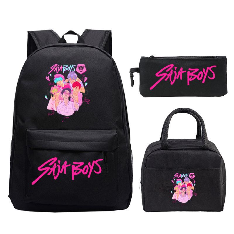 Demon Hunters Printed Children's Backpack Three-piece Campus Fashion Primary and Secondary School Students Large Capacity School Bag