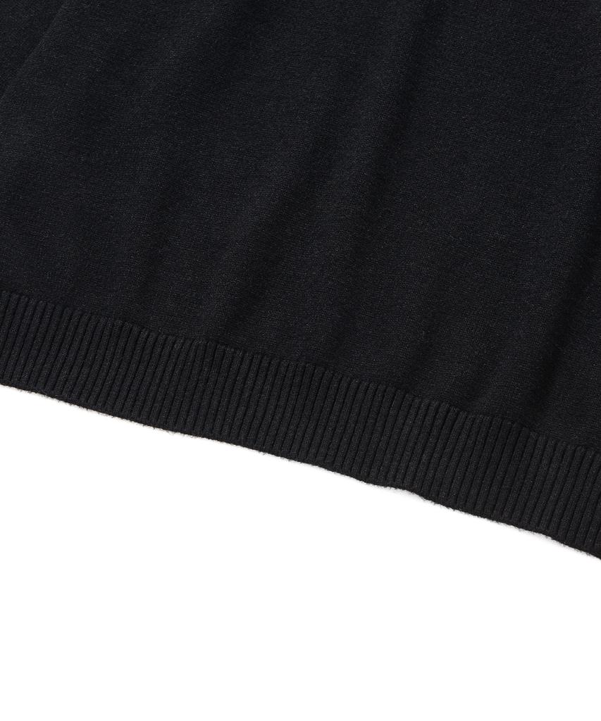 KNITTED Viscose Washable Half Zip Knit Black