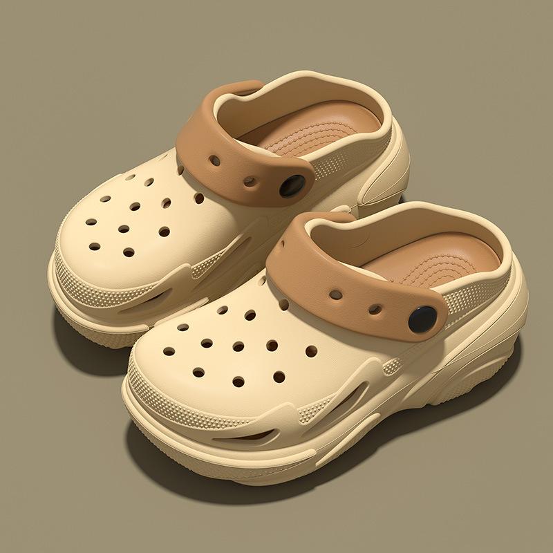 5.0 Height-increasing hole shoes PVC women's summer new cute muffin thick-soled non-slip bag head slippers