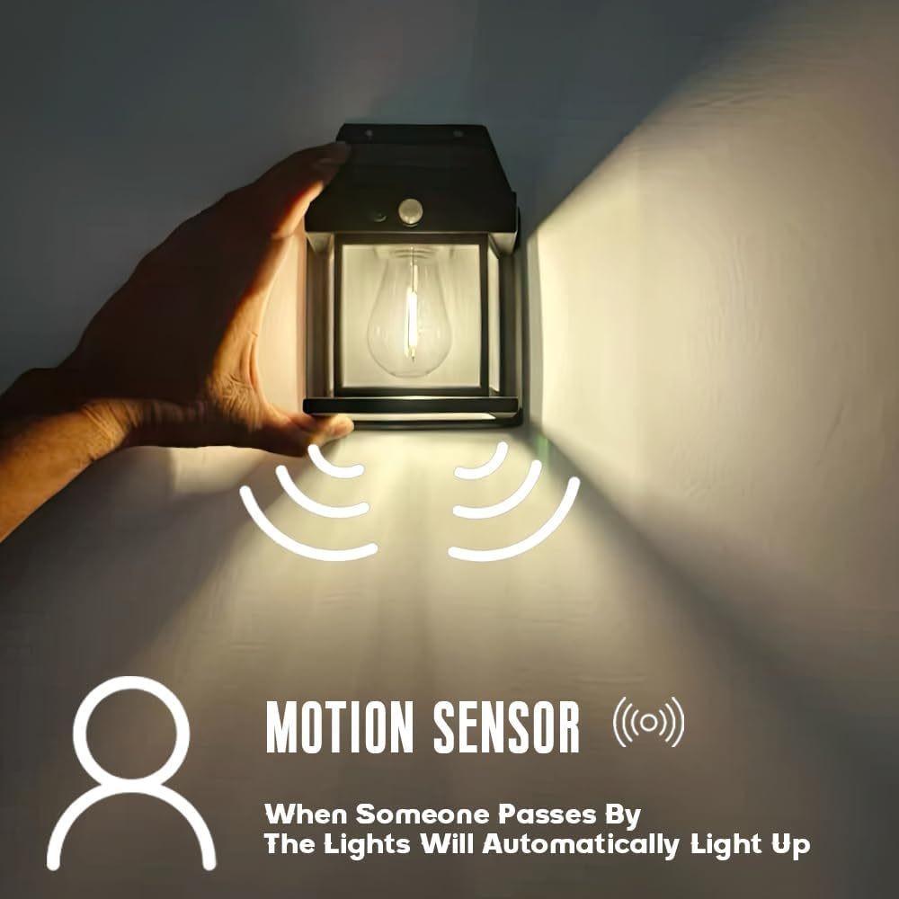 Outdoor Solar Tungsten Wall Light House Shape Motion Sensor Wall Lamp IP65 Waterproof Solar Powered Garden Lamp 3 Lighting Modes