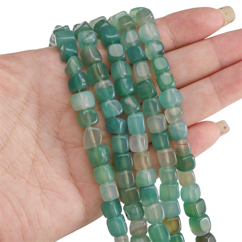 

1 полоска / мешок Цветные натуральные квадратные бусины из агата DIY браслет ожерелье серьги ювелирные аксессуары 8mm 1str/bag