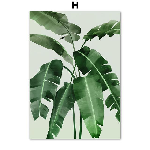 Green Plant Monstera Scallop Boho Abstract Flower Nordic Wall Art Canvas Painting Posters Prints Pictures for Living Room Decor No Frame