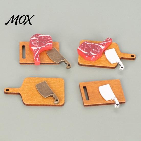 Doll Kitchen Countertop Accessories 3Pcs/Set Mini Steak Cutting Board, Tiny Wooden Realistic Board Knife Miniature for Mansion Butcher Display And Set