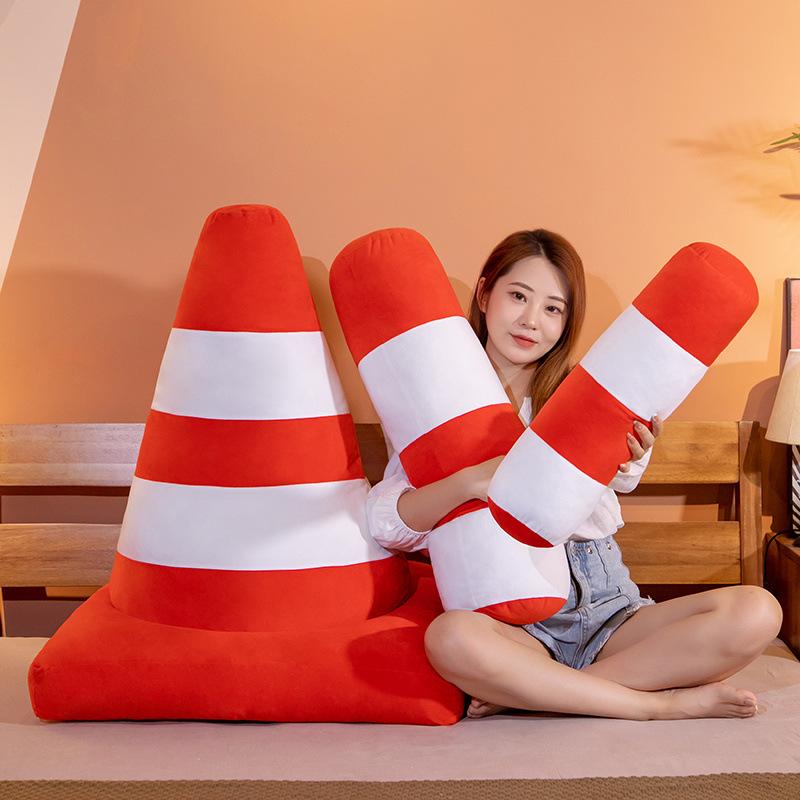 Creative Traffic Safety Roadblock Throw Pillow Plush Toy Mobile Guardrail Rod Doll Kindergarten School Teaching Props