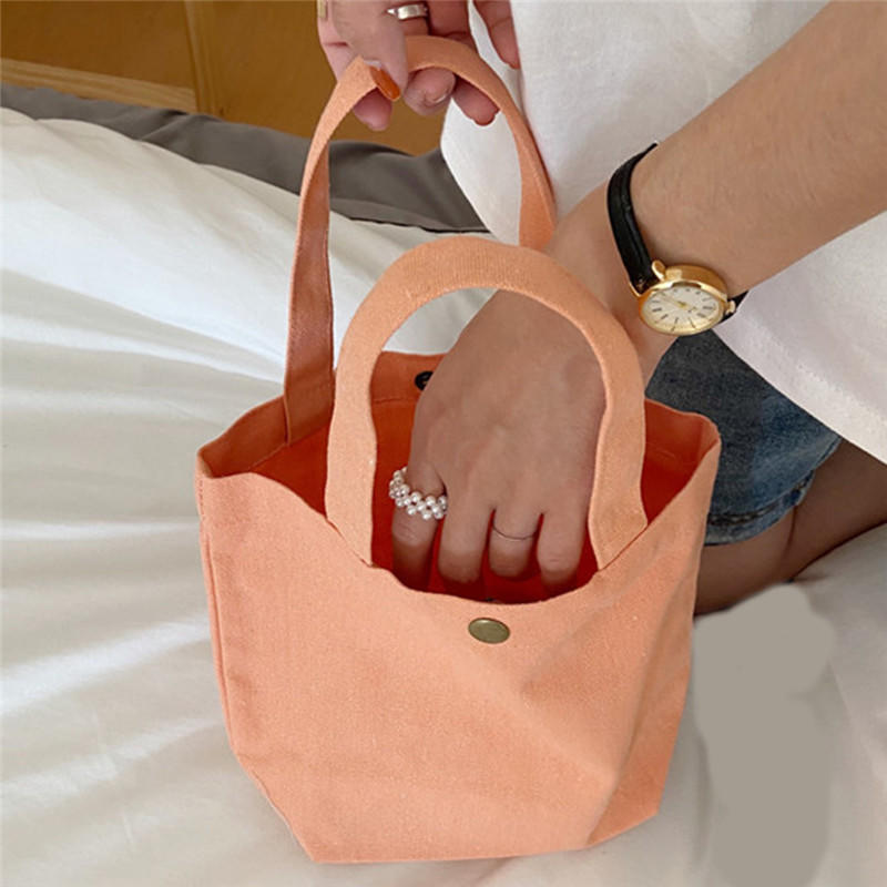 Women'S Fashion Solid Color Mini Handbags Women'S Canvas Tote Ladies Casual Bag Girl Student Cloth Bags