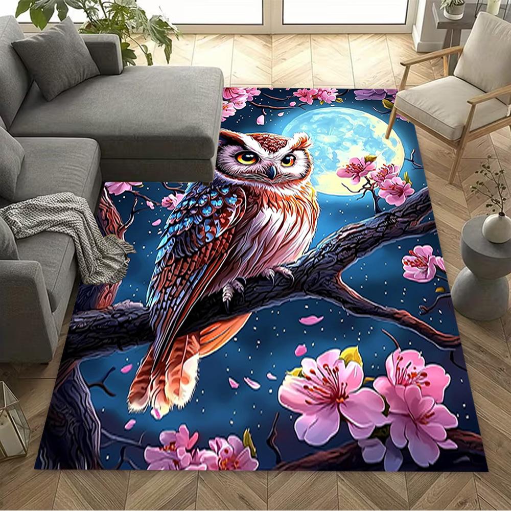 1pc Home Carpet wolf crescent moon non-slip design for bedroom living room office decor gift