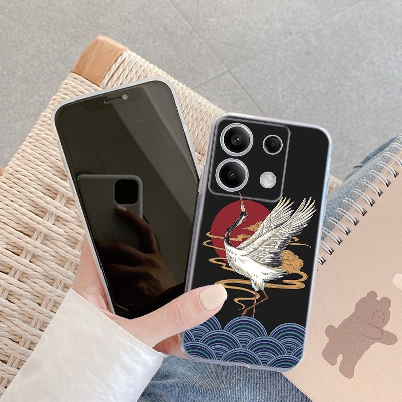 

Роскошный белый чехол-журавль для iPhone Samsung A55 M34 S24 Xiaomi Redmi 13 Pro 14C Huawei Honor противоударный бампер для телефона TPU с защитой от царапин прозрачная задняя крышка iPhone 13 Mini