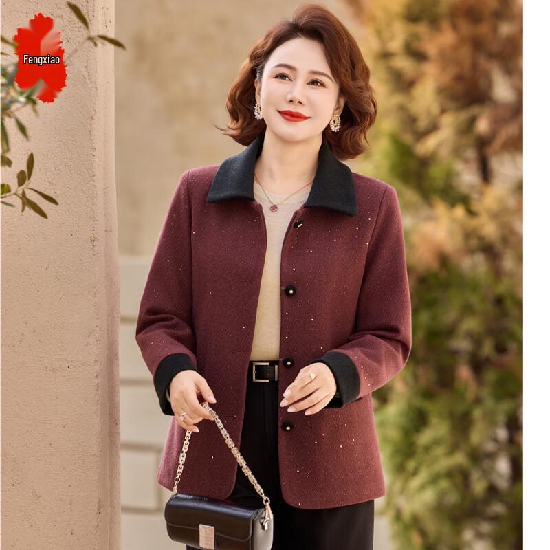 New Chinese Style Women s Wool Blend Cardigan Jacket 2XL