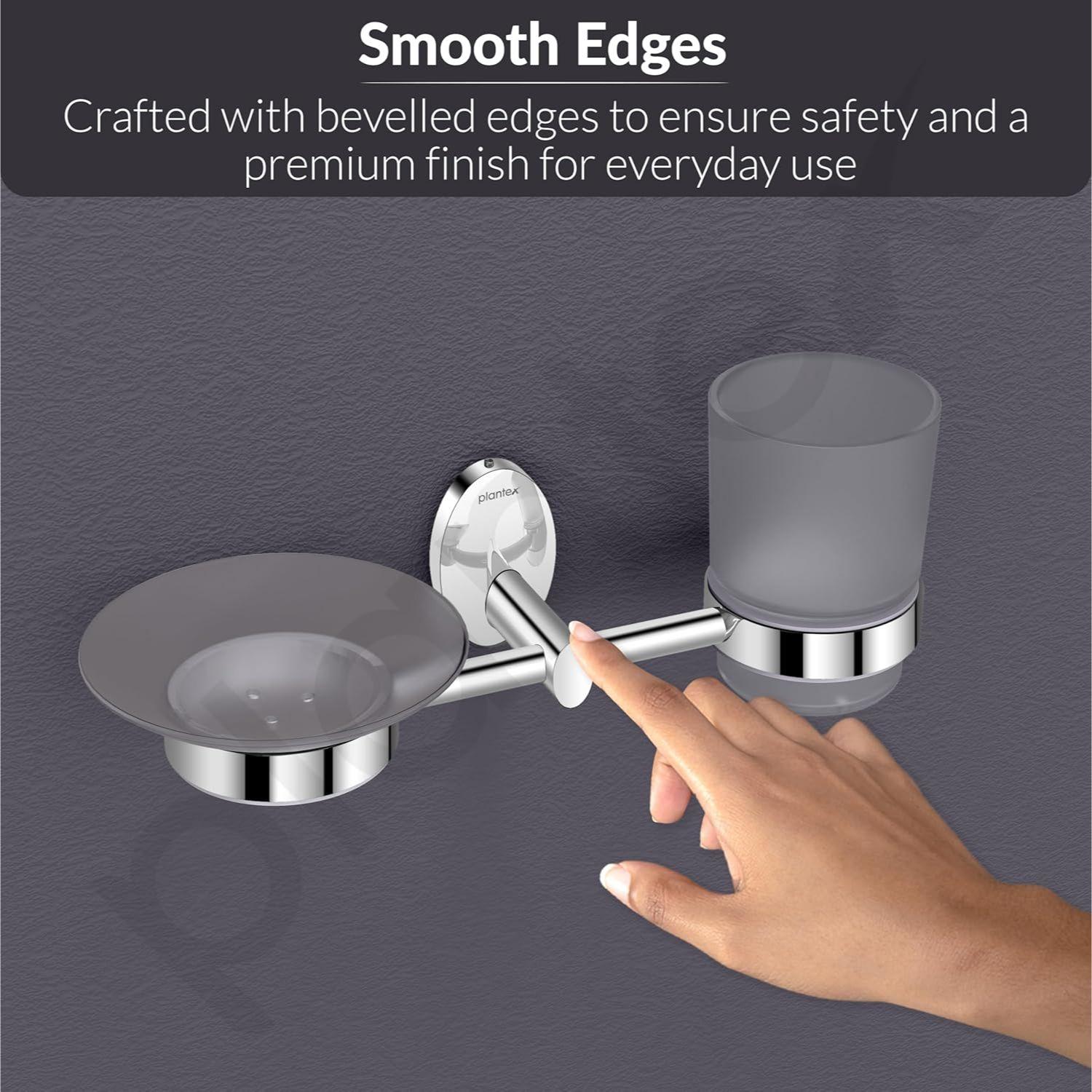 

Stainless Steel Oreva Silver 2 in 1 Soap and Brush Holder Stand/Wall Mounted Soap Holder/Bathroom Accessories - (Chrome)