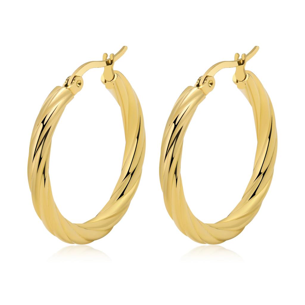 New Stainless Steel Gold Color Geometric Square Hoop Earrings for Women, Minimalist Chic Metal Ear Clip Gifts Trendy Jewelry