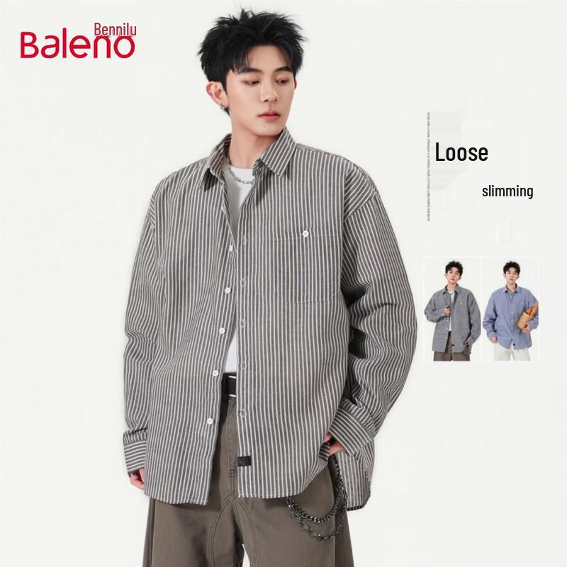Baleno Men s Striped Long-Sleeve Casual Shirt M