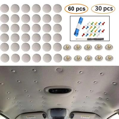 Fibbie per Tetto Interno Auto con Strumenti di Installazione Viti di Fissaggio Tessuto Cielo Interno Tetto Cura Fibbia Tessuto Rivetti Tappo di Fissaggio Riparazione