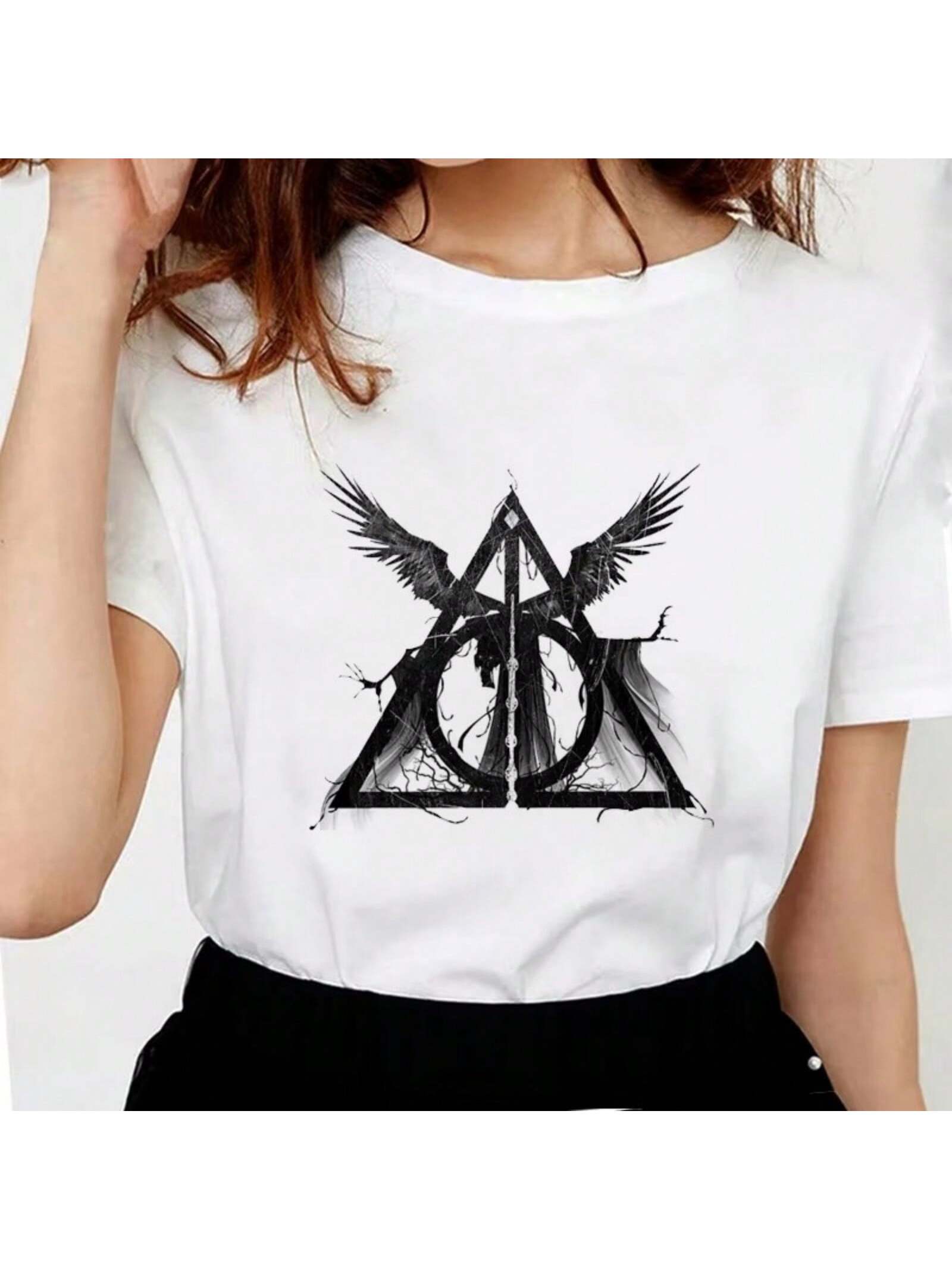 Three Brothers Tale Deathly Hallows New Style Female T-Shirt Funny Wounisex Soft Casual White T Shirt Tops,Drop Ship S разноцветный