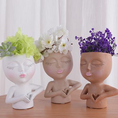Pot de fleur en gypse pour fille, moule en résine de Silicone, moule de moulage en résine époxy, Vase Succulent, moule en ciment, bougeoir