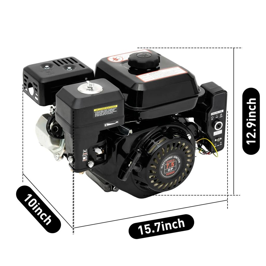 4-Stroke Electric Start Horizontal Engine 210CC Go-Kart Gasoline Engine, Single-Cylinder Air-Cooled Gasoline Engine