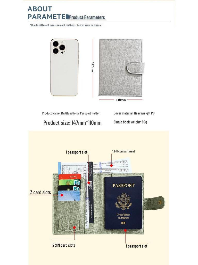 Passport and Ticket Protective Travel Cover with Card and Document Holder - Portable and Multifunctional Storage Bag