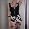 GlowGirl Gotické čipkované sieťované krátke topy Čierne sexi topy s tenkými ramienkami Korzetové topy Goth Punk Grunge Víla Estetika Y2K Oblečenie na Halloween