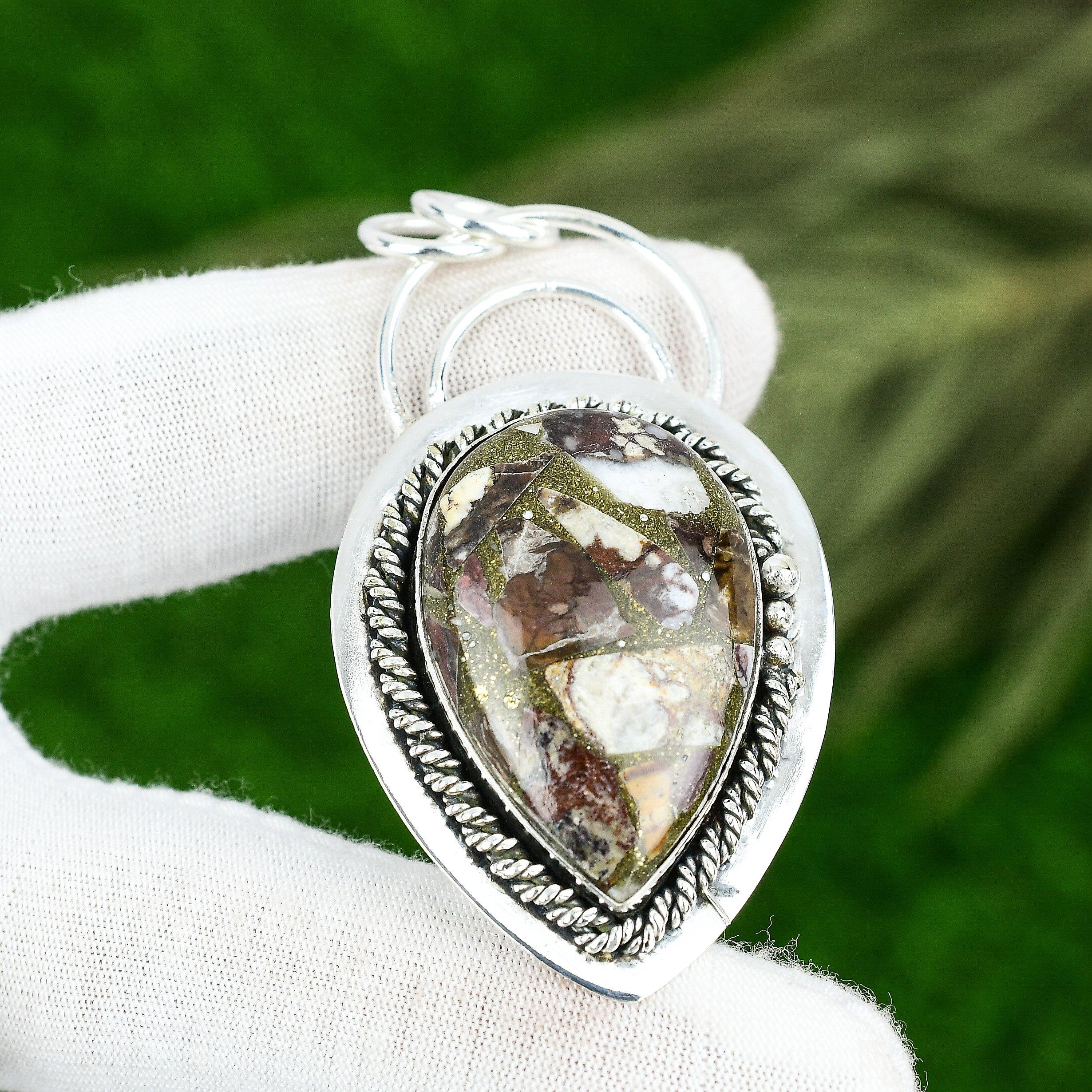 Natural Copper Coconut Jasper 925 Sterling Silver Engagement New Pendant Jewelry