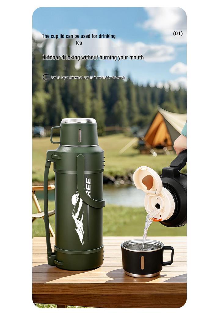 Large Capacity 316 Stainless Steel Insulated Thermos Flask with Portable Design for Outdoor and Travel Use