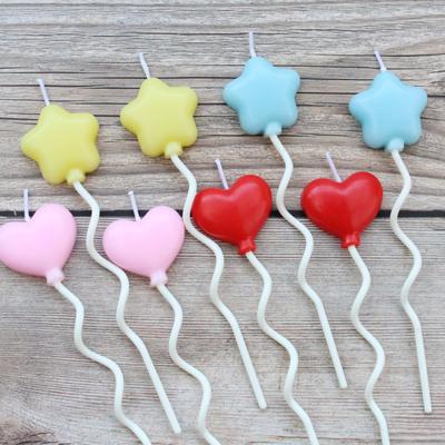 Vela Única Infantil Festa de Aniversário Fofa Balões Coloridos de Desenho Animado Cinco Pontas Amor Vela de Bolo