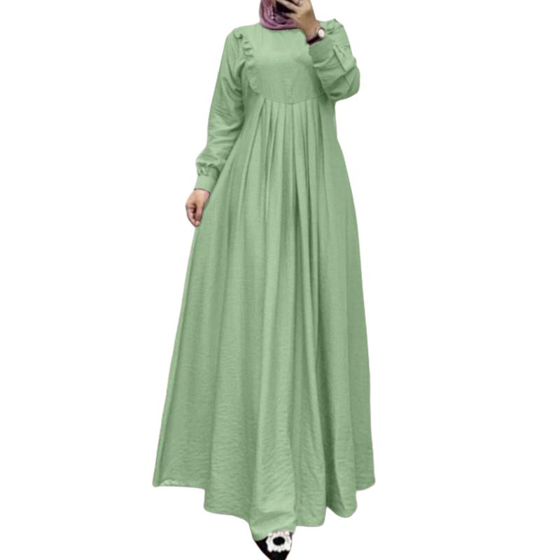 ZANZEA Dámské sváteční ležérní šaty s kulatým výstřihem, volné, s dlouhým rukávem