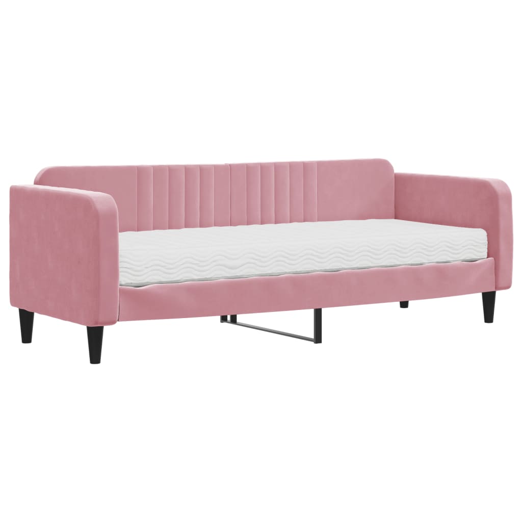Daybed with Mattress Pink 80 x 200 cm Velvet