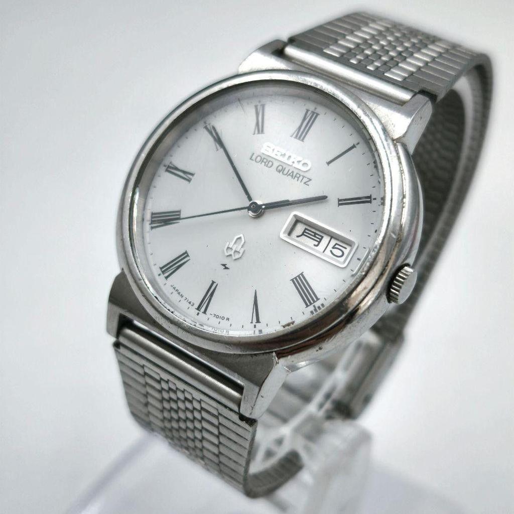 Used [Rare, Non-moving] SEIKO LORD QUARTZ 7853-5010 White Dial Roman Numerals Men's Watch Vintage