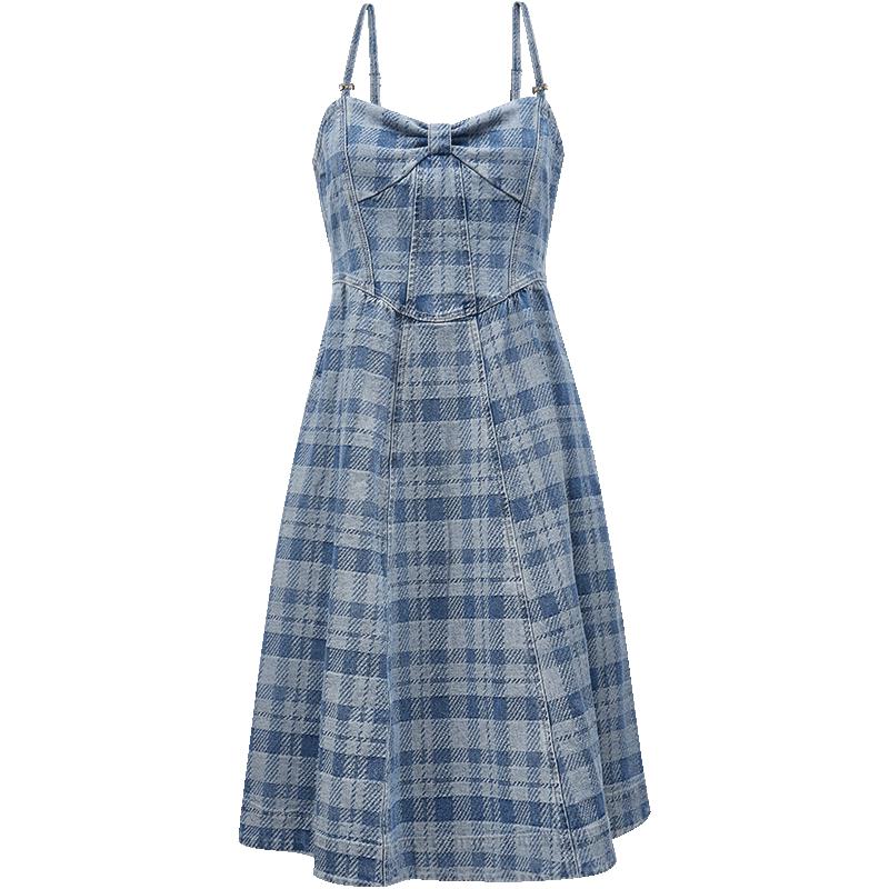 

Летнее клетчатое джинсовое платье-ками на шортах для женщин ONLY 2024 XS