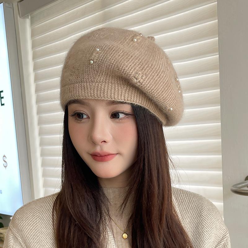 Hut Damen Herbst und Winter Wollmütze Warm Niedlich Gestrickte Baskenmütze Outdoor Lässig Mode Malermütze