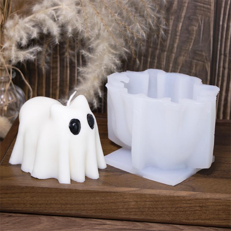 Ghost Halloween Candle Mold DIY Halloween Candle Crafts Plaster Resin Cast Mold Home Artwork Make Halloween Gifts