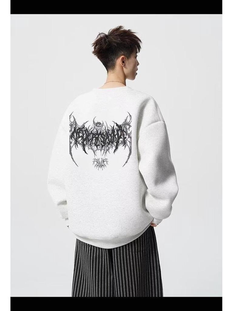 Men's American Heavyweight Crewneck Hoodie 2025: Trendy, Loose-Fit Casual Long Sleeve for Autumn/Winter