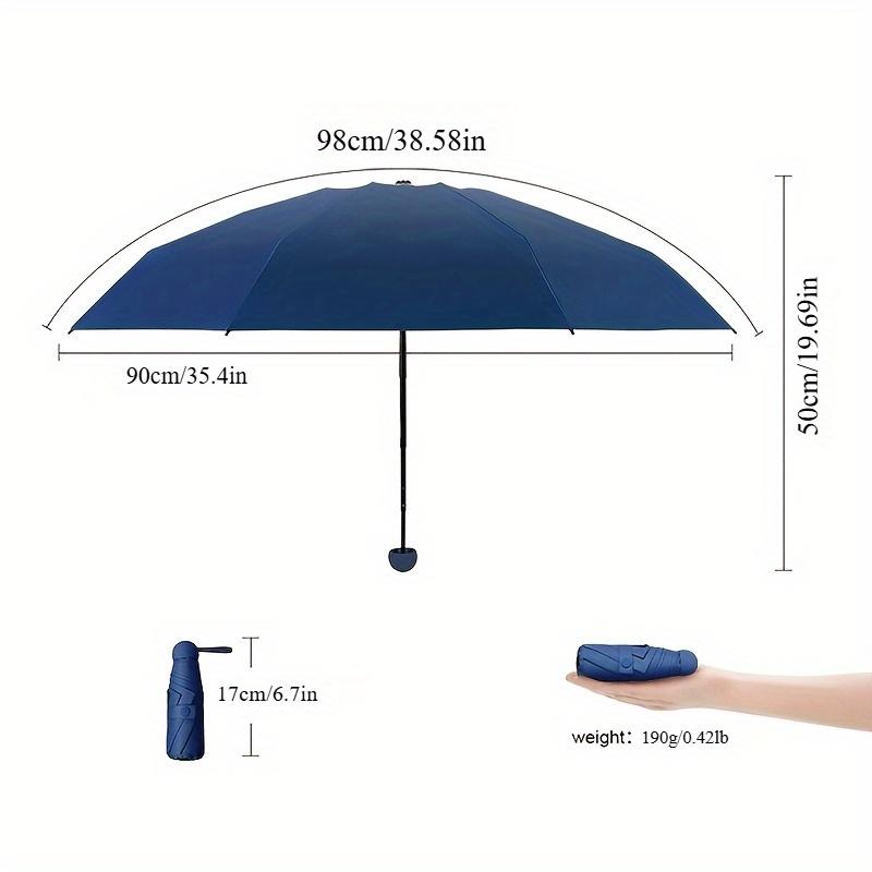 5-Fold Off Mini Travel Umbrella - 6-rib Ultra-light Compact Capsule Umbrella, Portable Manual Sun and Rain Cover