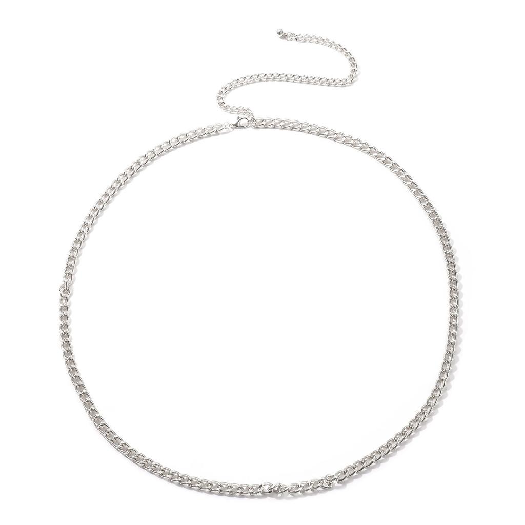 Accessories, punk exaggerated metal chain body chain, women's sexy retro single-layer alloy waist chain.