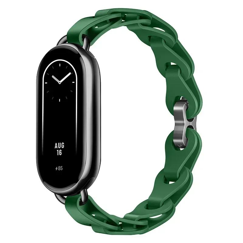 Silicone Strap for Xiaomi Mi 8 Band Chain Buckle Bracelet for Miband 8 NFC Fashion Lady Style Replacement Rubber Band Correa