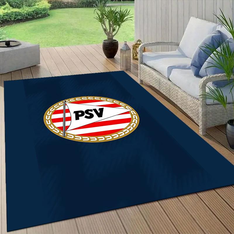 PSV Eindhoven Flannel Pattern Square Carpet,Area Rug,Carpet Rug for Living Room Bedroom Sofa Playroom Decor,Non-slip Floor Mat