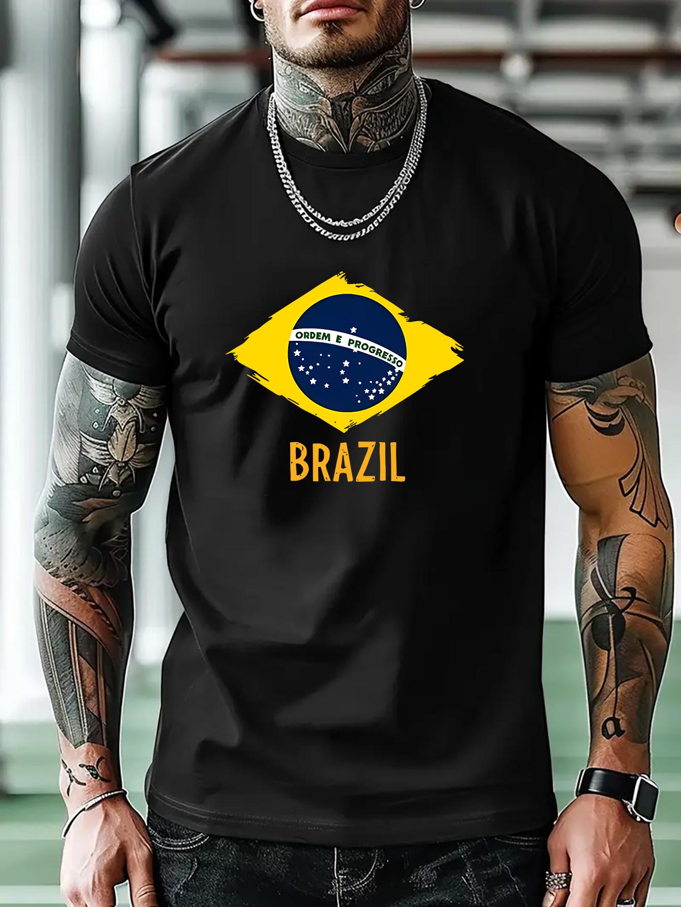 Brazil Soccer Graphic T-shirt - Casual Short Sleeve Crew Neck S