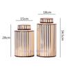 Creativity Ceramics Vase with Cover Golden Stripe Modern Storage Jar Modern Home Desktop Flower Arrangement Vases Decoration