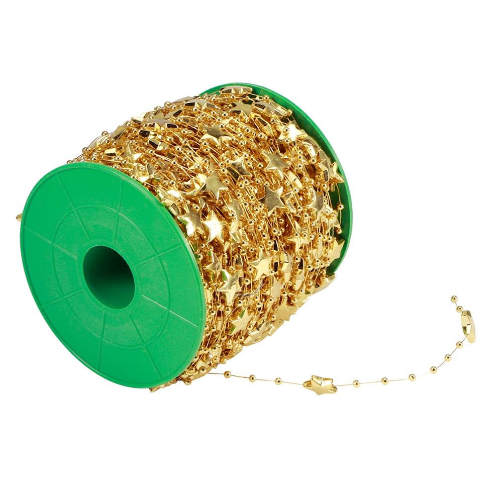 DIY Star Faux Pearls Beads String Garland for Christmas Tree Wedding Party Bouquet Decoration(Gold