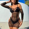 Exotic Babydolls Dress Nightclub Erotic Costumes Female Sensual Lingerie Set Mesh Perspective Backless Mini Short Dress