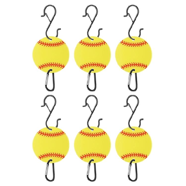 

6PCS Aluminum Alloy Baseball Hook Set With Removable Acrylic Plates Custom Sports Equipment Storage Organizers жовтий