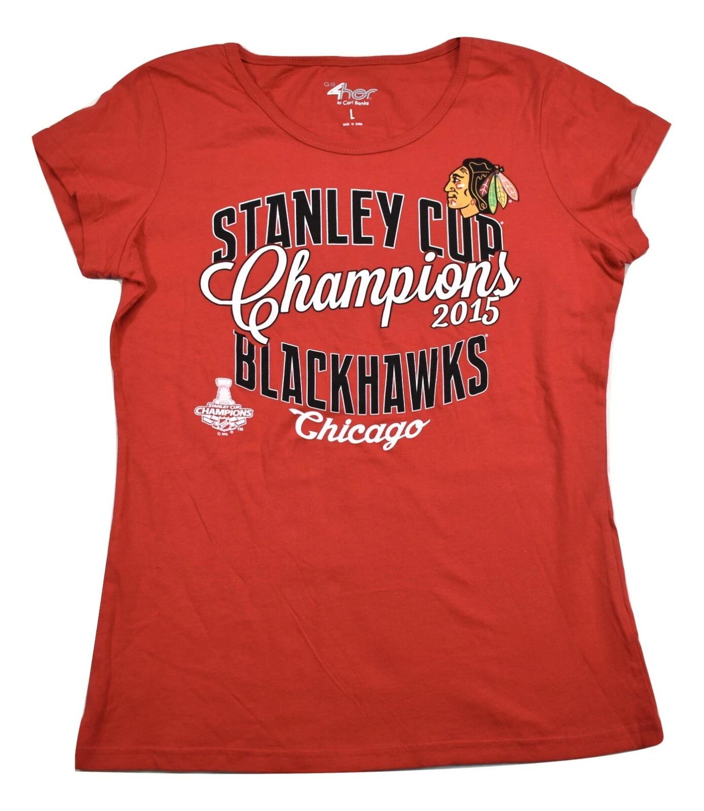 GIII Womens NHL Chicago Blackhawks Stanley Cup Champions 2015 Shirt New Large M