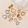 Stainless Steel 18K Gold-plated Heart-shaped Buckle Circular Spring Lock Connector Pendant DIY Jewelry Making Earring Charms
