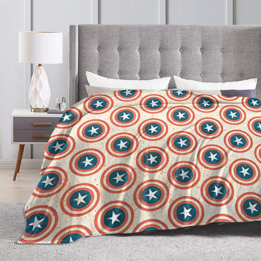 Captain America Flannel Blanket  Funny Throw Blanket for Bed Sofa Couch 150*125cm Plush Thin Quilt