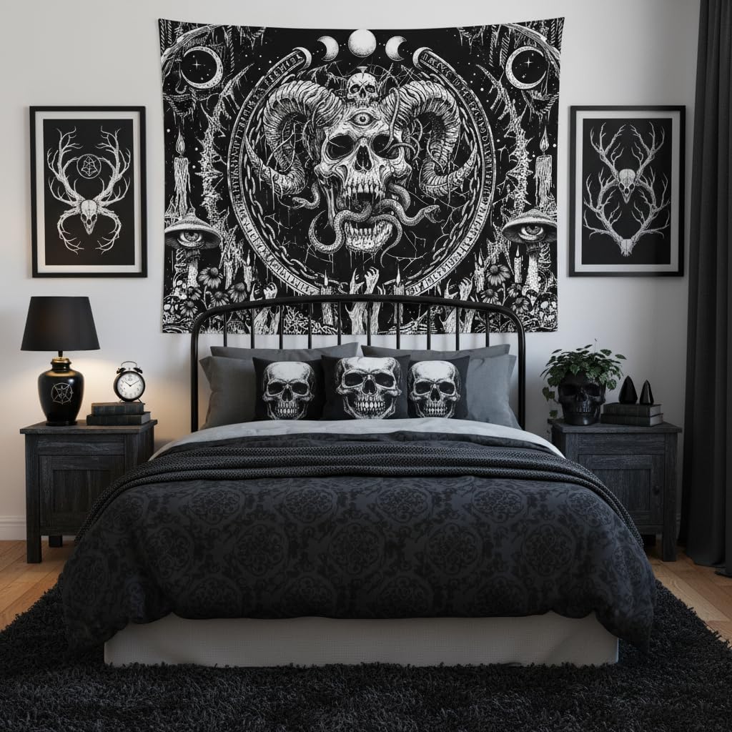 Accnicc Skull Gothic Skeleton Tapestry 60 x 44 Inch