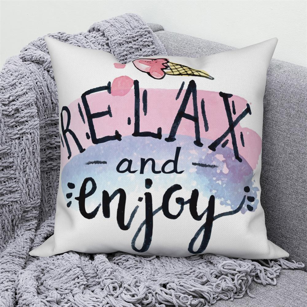 Home Sofa Office Cushion Pillowcase  Summer Vacation Alphabet Printed