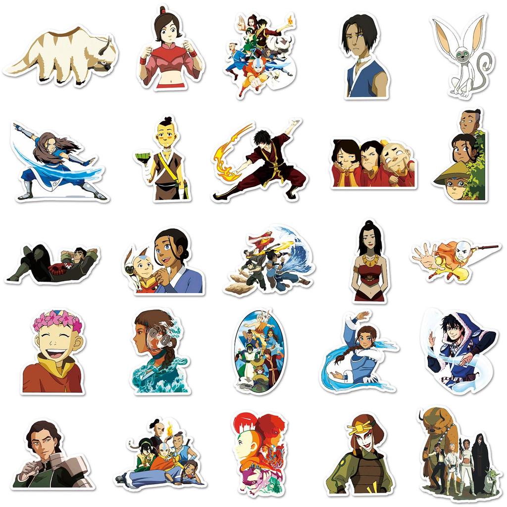 50 Avatar: Adesivi The Last Airbender - Decalcomanie Impermeabili Anime Cartoon per Quaderni, Borracce, Valigie e Auto
