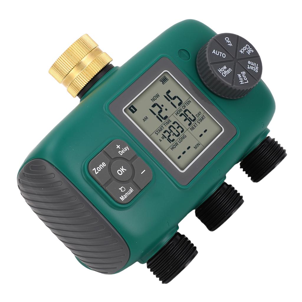 Temporizator Aspersor cu 3 Ieșiri Port din Alamă Rezistent la Apă Afișaj LCD Temporizator Udare Controler Irigare