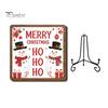 Christmas Hanging Ornament Wooden Tabletop Decor, 2D Pet Santa with Iron Stand, Rustic Festive Home Accents Holiday Sign for And Cafe Shelf,